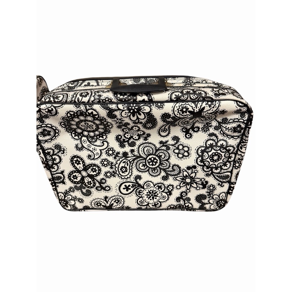 Vintage A.D. Sutton & Sons Flower Power Suitcase‎ Black White 1960s 1970s Mod